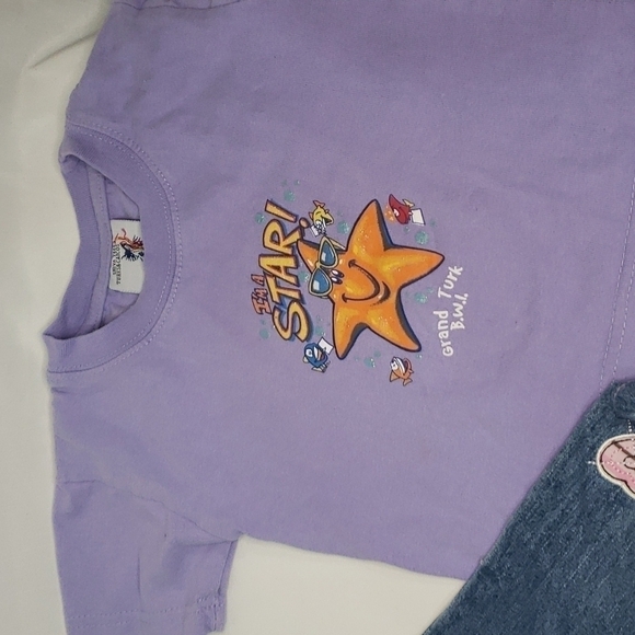 5/$30 BUNDLE of 3 T Shirts + Embroidered Jeans Elastic Supergirl Owl Long Sleeve - Picture 4 of 8